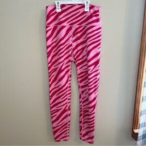 WILO THE LABEL Pink Animal Zebra Leggings Sz L Activewear Workout Lounge